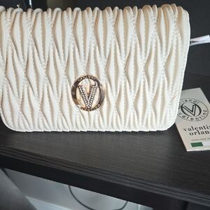 NWT Valentino Orlandi Ivory Quilted Clutch